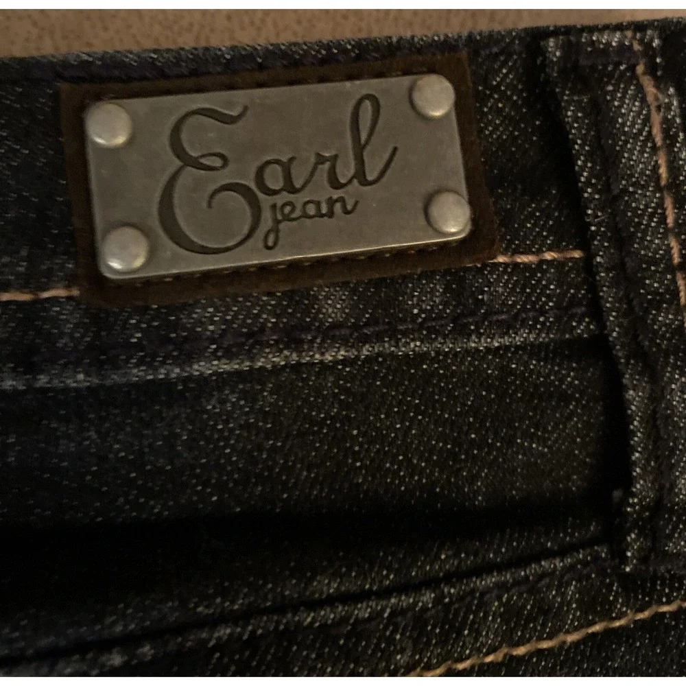 Earl Jean Denim Mini Skirt Bling Cross Dark Wash Country Festival Women's Sz 8